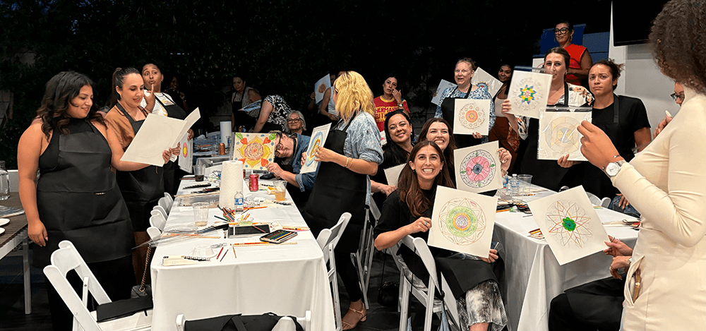 People enjoying a paint party